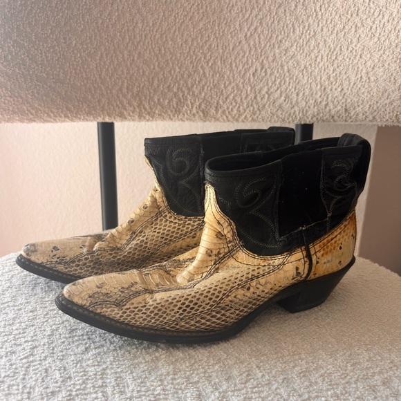 Vintage Leather & Snakeskin Ankle Boots - Picture 4 of 4
